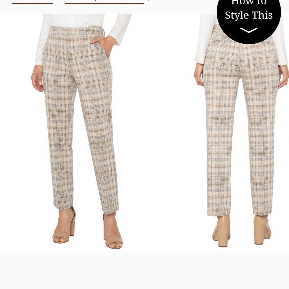 Stylish Beige Plaid Women's Trousers